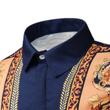 Baroque Royal Shirt Men's Long Sleeve Party Club Dress Shirts Vintage Luxury Floral Print Slim Camisa Social Streetwear