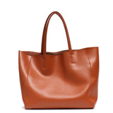 Luxury Brand Cow Leather Tote Bags Designer Cowhide Handbags Women Shoulder Female Large Capacity Liner Mart Lion TAN China 