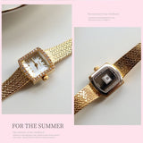Women Gold Watches Mini-square Diamond-encrusted Wheat Ear Gold Ladies High-end Mart Lion   