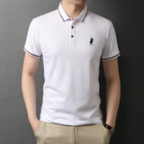 Summer Men's Polo Shirts With Short Sleeve Turn Down Collar Casual Tops Men's Clothing Mart Lion White M 