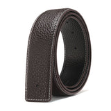 Two Layers Leather Smooth Buckle Headless Belt Men's Genuine Leather No Buckle Smooth Buckle 3.8cm No Buckle Headless Pants Mart Lion Dark Brown 3.8cm W China 100CM Europe85