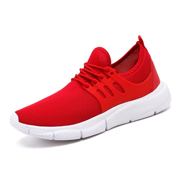 Summer Men's Casual Sport Shoes Mesh Running Sneakers Breathable Designer Tennis Training Jogging Walking Mart Lion Red 39 