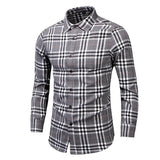 Men's Dress Shirts Long Sleeve Casual Plaid Office Slim Fit Chemise Homme Clothing Vintage Clothes Streetwear Mart Lion   