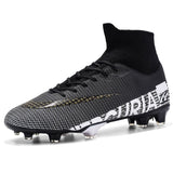 Blue High Ankle Soccer Shoes Men's Outdoor Non-Slip Football Boots Breathable FG/TF Soccer Cleats Training Sport Mart Lion Black  1313 35 China