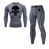 MMA Compression Sport suit Men's thermal underwear sets 1-3 piece Tracksuit Jogging suits Quick dry Winter Fitness Base layer Mart Lion 2-piece set 7 L 