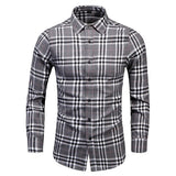 Men's Dress Shirts Long Sleeve Casual Plaid Office Slim Fit Chemise Homme Clothing Vintage Clothes Streetwear Mart Lion   