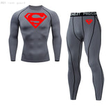 Thermal Underwear Top Winter Men's Clothing Warm T-shirt Pants Leggings Tracksuit Men's 2 Sets Compression Shirt Sweat Jogger Mart Lion Gray L 