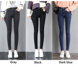 Black Blue Gray High Waist fleece Thick Jeans Winter Skinny Stretch Women Warm Velvet Mom Jeans Denim Trousers 38 40 Mart Lion   