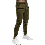 Men's Casual Skinny Pencil pants Men's Jogger Zip pocket Sweatpants Gym Workout Cotton Fitness  polyester  Trousers