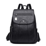 Leather Backpack Women Large Capacity Travel Backpack School Bags Mochila Shoulder Women Mart Lion Black  