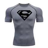 Summer Men's amp T-shirt Short Sleeve Bodybuilding T-shirt Compression shirt MMA Fitness Quick dry Casual Black round neck top Mart Lion   