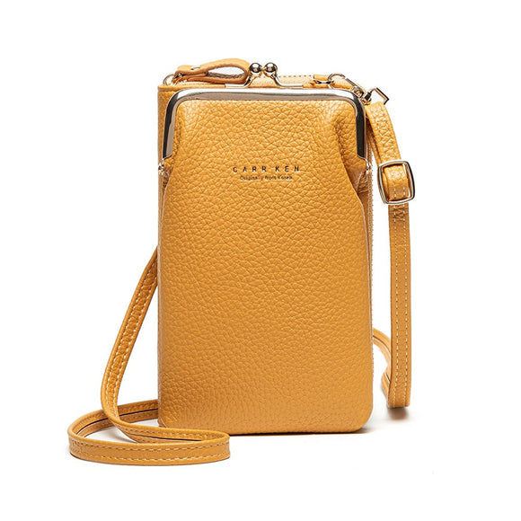 Small Crossbody Bags Women Mini PU Leather Shoulder Messenger Bag For Girls Yellow Bolsas Ladies Phone Purse Zipper Flap Mart Lion Yellow  
