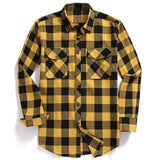 Men's Casual Plaid Flannel Shirt Long-Sleeved Chest Two Pocket Design Printed-Button Mart Lion XMC105 USA S Asian L 