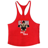 Bodybuilding Stringer Tank Tops Men's Anime funny summer Clothing No Pain No Gain vest Fitness clothing Cotton gym singlets Mart Lion red58 M 