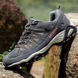 Men's Outdoor Shoes Sport Professional Trekking Triners Thick Rubber Rock Climbing Sneakers Breathable Unisex Hiking Woman Mart Lion Gray Orange-6136 35 