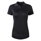jeansian Style Women Casual Short Sleeve T-Shirt Floral Print Polo Golf Polos Tennis Badminton Black