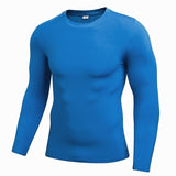 Men's Compression Under Base Layer Top Long Sleeve Tights Sports Rashgard Running Gym T Shirt Fitness Mart Lion Blue S 