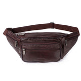 Genuine Leather Waist Bag men's Waist Pack Waist Bag Funny Pack Belt Chain Waist Phone Pouch Bolso Mart Lion 861 Brown  