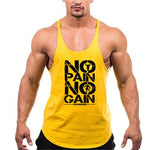 Bodybuilding stringer tank top men's Cotton Gym sleeveless shirt Fitness Vest Singlet sportswear workout tanktop Mart Lion yellow 175 M 