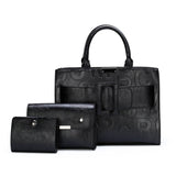 3-piece Set Ladies Handbag Pu Leather Shoulder Crossbody Women  Tote Bag Mart Lion Black-Three 32cm x 14cm x 23cm 