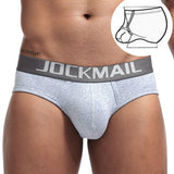 Men's Underwear Briefs U convex Big Penis Pouch Design Wonderjock Men's Cotton Briefs Bikini Adjustment Ring Cock Mart Lion JM365GRAY M(27-30 inches) 