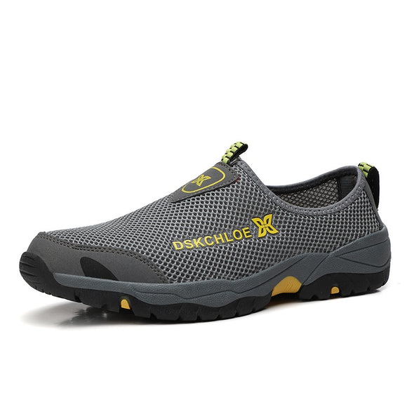 Summer Mesh Shoes Men's Sneakers Lightweight Breathable Walking Footwear Slip-On Casual Mart Lion gray 6 