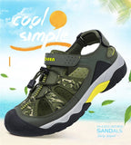 Men's Sandals Breathable Beach Hiking Shoes Thick Sole Closed Toe Aqua Shoes Casual for Fishing Mart Lion   