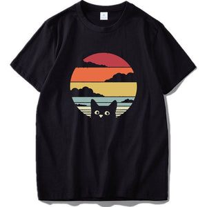  Cat Shirt Retro Style T-Shirt Vantage Cotton Digital Printing Soft Sweat Mart Lion - Mart Lion
