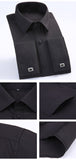 Men's Classic French Cuffs Striped Dress Shirt Single Patch Pocket Standard-fit Long Sleeve Shirts (Cufflink Included) Mart Lion   