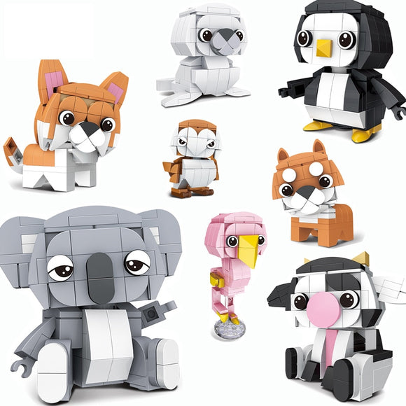 Ideas Animals Series Cat Dog penguin Koala Cow Flamingo Sea lion owl Building Blocks Model Sets Bricks Classic Movie Toys Mart Lion   