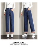  Fleece Women Straight Wide Leg Jeans Thick Warm Velvet Trendy Winter Casual Denim Pants Mujer Brand Clothing Mart Lion - Mart Lion