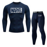 Men's Thermal underwear winter long johns 2 piece Sports suit Compression leggings Quick dry t-shirt long sleeve jogging set Mart Lion Coral Red L 