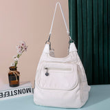 White Backpacks Soft Washed PU Leather Shoulder Bags Anti-thief Backpack Large Capacity School Teenager Girls Mart Lion White  