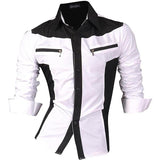 Jeansian Men's Casual Dress Shirts Desinger Stylish Long Sleeve Mart Lion Z018-White US M(170-175cm)70kg China
