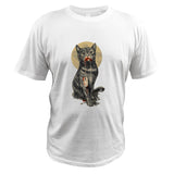 100% Cotton Cat Digital Print Summer Short Sleeve men's T shirt Homme Mart Lion White EU Size S 