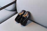 Children Loafers Metal Black Pu Leather Slip-on Kids Flat Shoes Platform Roune Toe Concise Style Boys Girls Mart Lion   