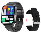 E86 Smart Watch ECG PPG Smartwatch 1.7inch HD Screen IP68 Fitness Tracker Temperature Sport For Men's Women Mart Lion Black Leather  