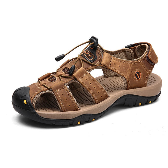 Genuine Leather Cowhide Men Sandals Beach Slippers Casual Sneakers Outdoor Shoes Mart Lion   