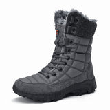 Brand Winter Men's Snow Boots Warm Plush Waterproof Leather Ankle Outdoor Non-slip Hiking Sneakers Mart Lion 15 Gray 6.5 