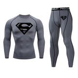 Thermal Underwear Top Winter Men's Clothing Warm T-shirt Pants Leggings Tracksuit Men's 2 Sets Compression Shirt Sweat Jogger Mart Lion gray 1 L 