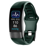 P11 Plus ECG+PPG Smart Bracelet Blood Pressure Heart Rate Monitor Band Fitness Tracker Pedometer Waterproof Sport Smartband Mart Lion Green  