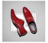  Red Men's Crocodile Shoes Classic Luxury Formal Dress Oxford Leather Shoes Pointed Wedding Shoes Mart Lion - Mart Lion