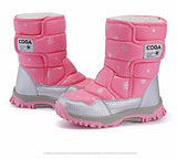 Winter Children Shoes Girl And Boy Boots Water-proof Leather Kids Snow Plush Waterproof Mart Lion   