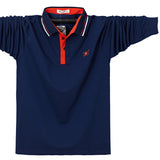 Men's Polo Shirt Long Sleeve Polo Shirt Contrast Color Polo Clothing Autumn Streetwear Casual Tops Cotton Polo Mart Lion Navy Blue M 