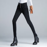 Jeans Women's Elastic High Waist Stretch Hip Slim Skinny Pencil Pants Female Denim Trousers Mart Lion black 26 