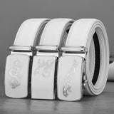 White Belt Men's Automatic Buckle Cowhide Leather Belt Casual All-Match Authentic Korean Version Of The Trend Mart Lion   