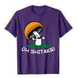 Oh Shitake Funny Mushroom Pun T-Shirt Cotton Men's Design Gothic Christmas Clothing Mart Lion Purple XS 