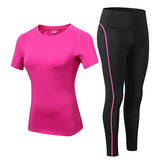 Sports Running Gym Top +Leggings Set Women Fitness Suit Gym Trainning Set Clothing Workout Fitness Women Mart Lion Mei red S 