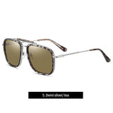 Classic Vintage Square HUCK Style TR90 Polarized Sunglasses With Hood Brand Design Oculos De Sol 3366 Mart Lion C5 Leopard Brown  