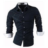 jeansian Autumn Features Shirts Men's Casual Jeans Shirt Long Sleeve Casual Mart Lion 2028-Navy US M 